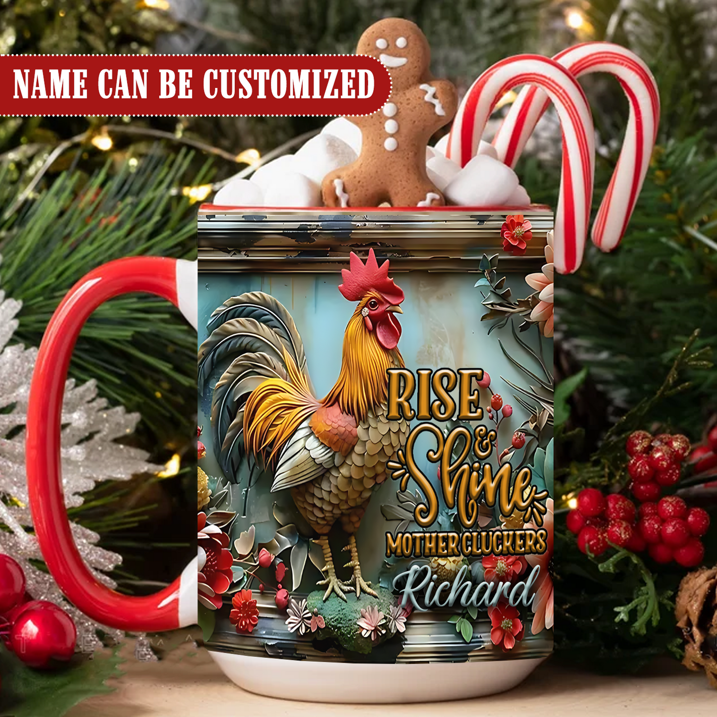 Rooster - Personalized Chicken Accent Mug