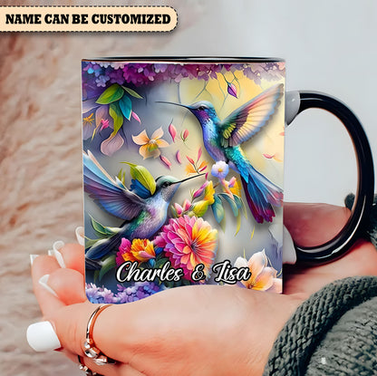 Personalized Hummingbirds Floral Accent Mug