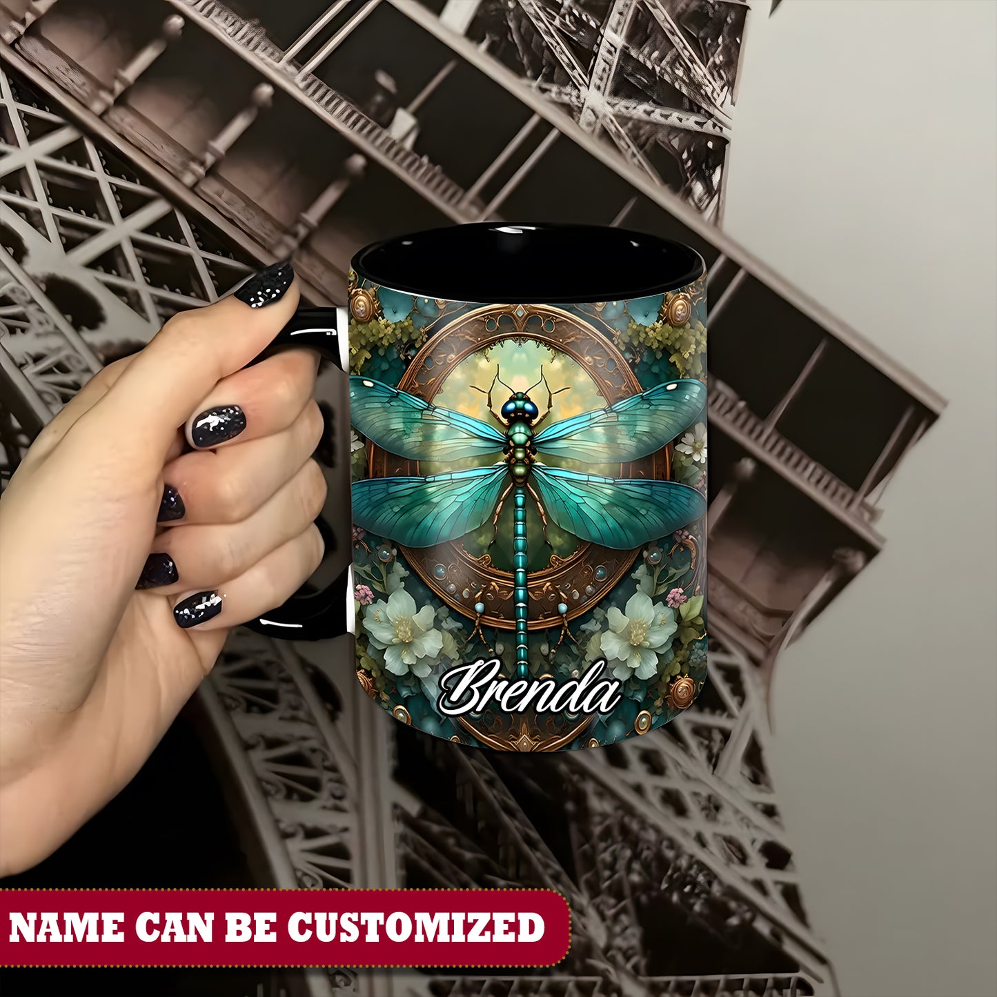 Beautiful Dragonfly - Personalized Dragonfly Accent Mug