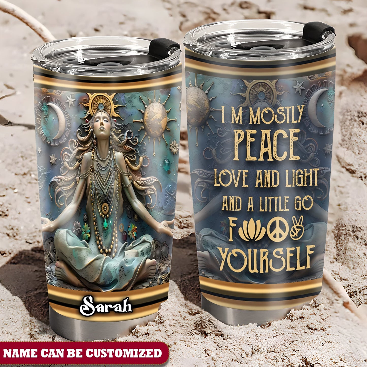 Yoga I'm Mostly Peace Love And Light Personalized Tumbler