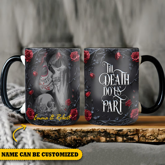 Till Death Do Us Part - Personalized Skull Accent Mug