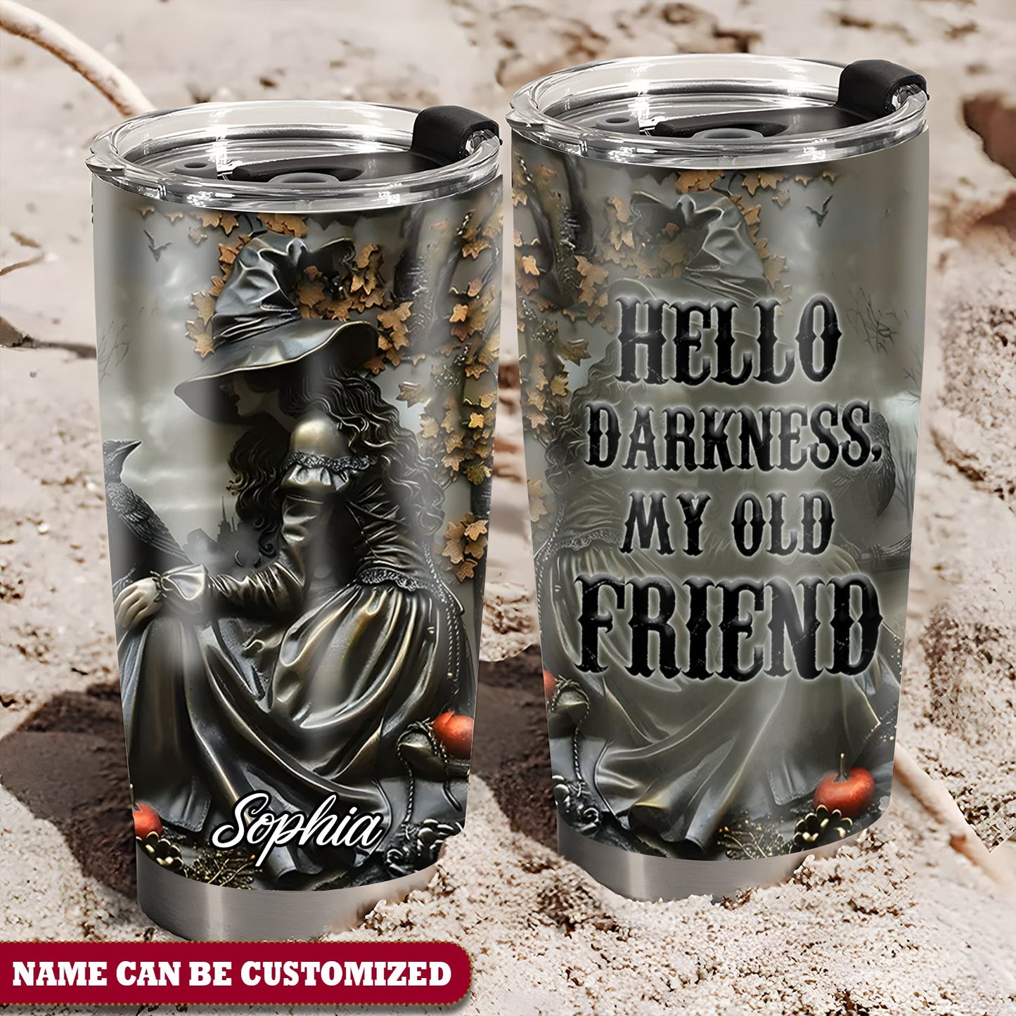 Witch Hello Darkness My Old Friend Personalized Tumbler