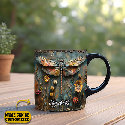 Vintage Dragonfly - Personalized Dragonfly Accent Mug