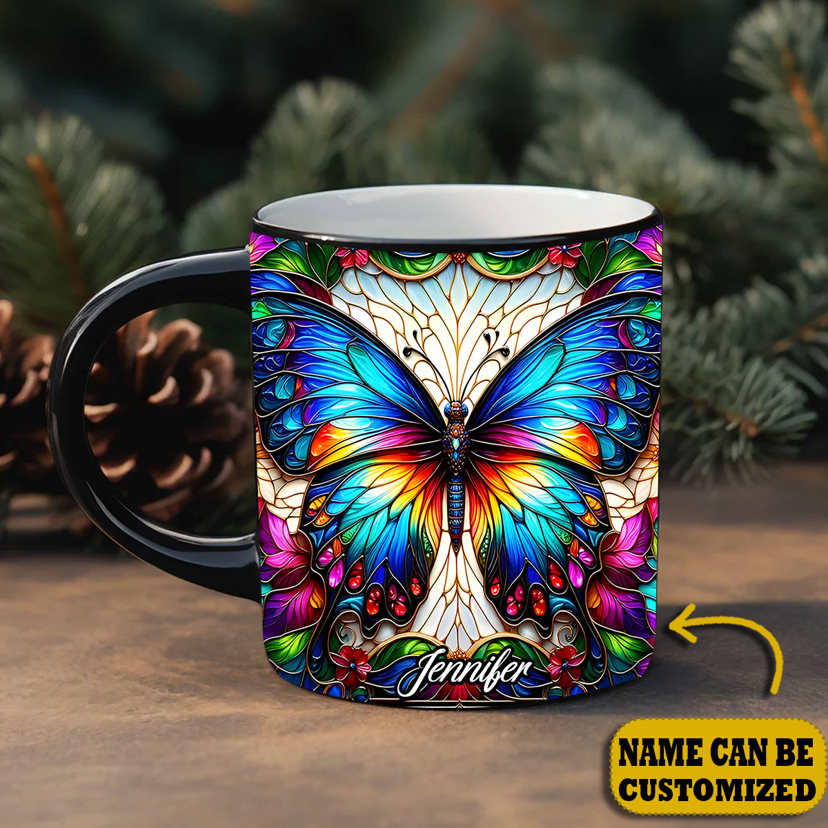 Beautiful Butterfly - Personalized Butterfly Accent Mug