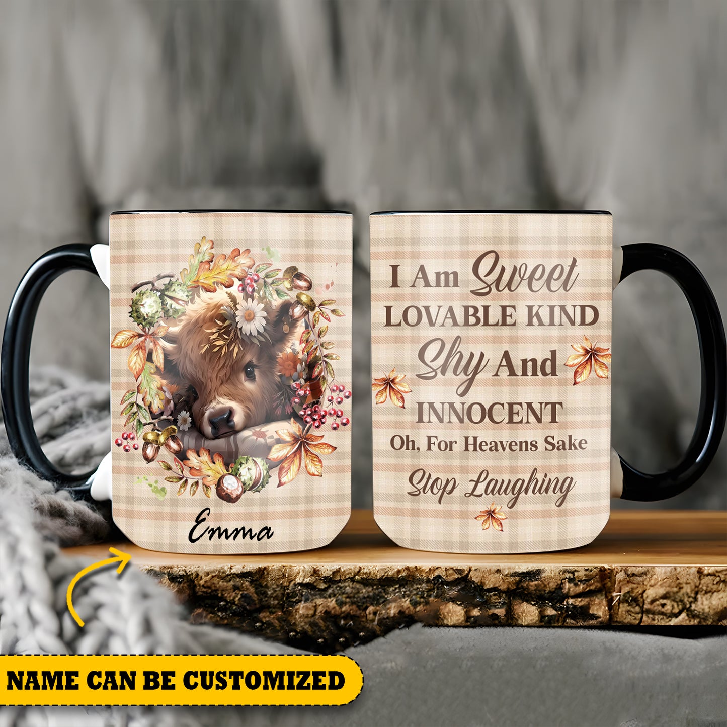 Cute Highland Cow - Personalized Cow Accent Mug