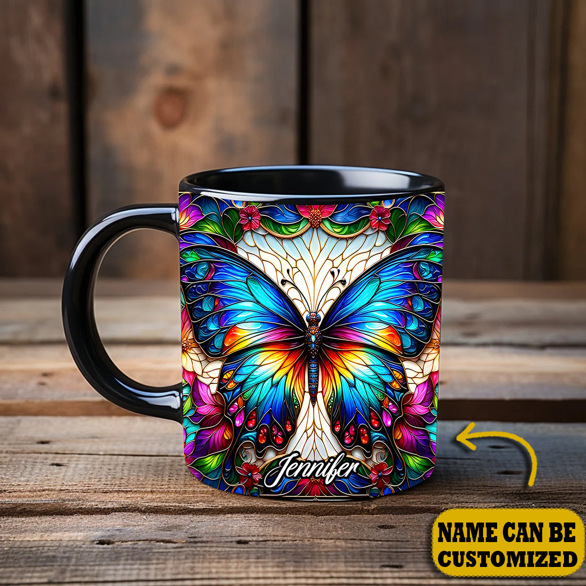 Beautiful Butterfly - Personalized Butterfly Accent Mug