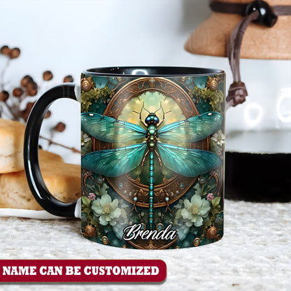 Beautiful Dragonfly - Personalized Dragonfly Accent Mug