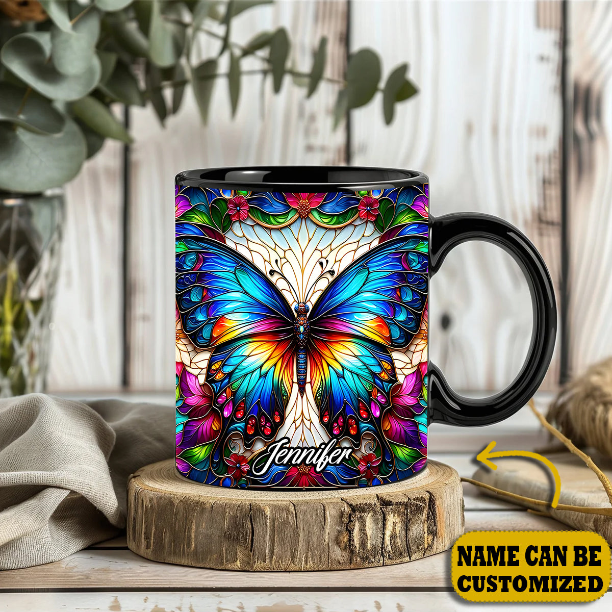 Beautiful Butterfly - Personalized Butterfly Accent Mug