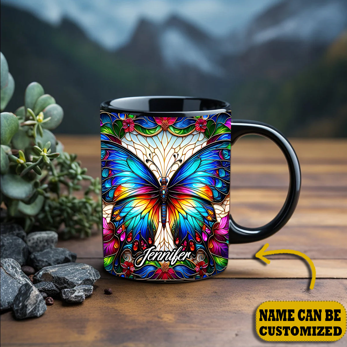 Beautiful Butterfly - Personalized Butterfly Accent Mug