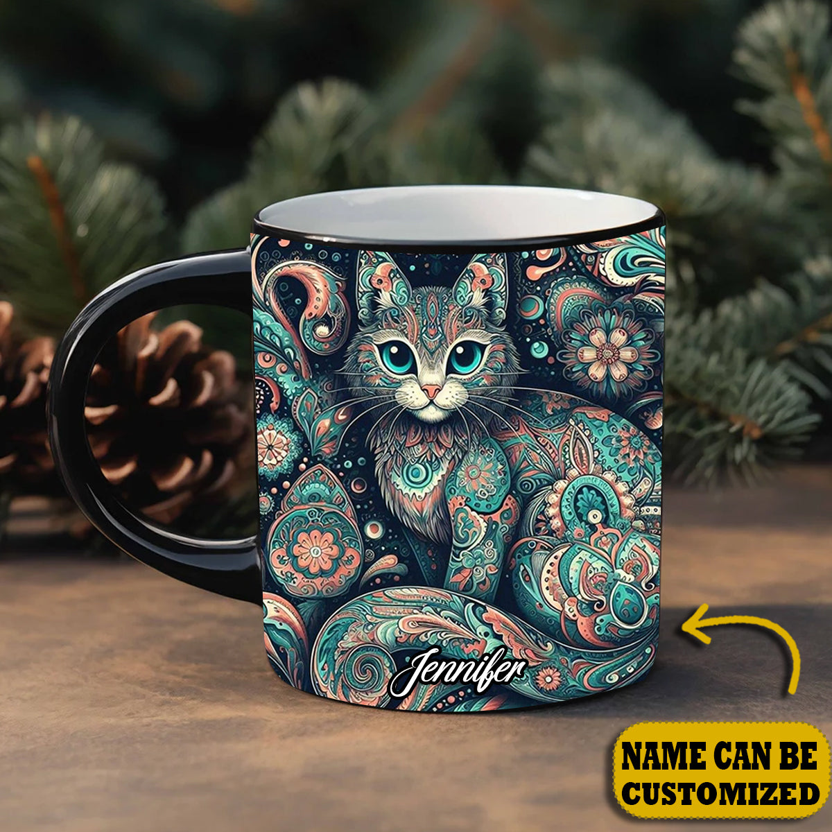 Beautiful Cat - Personalized Cat Accent Mug