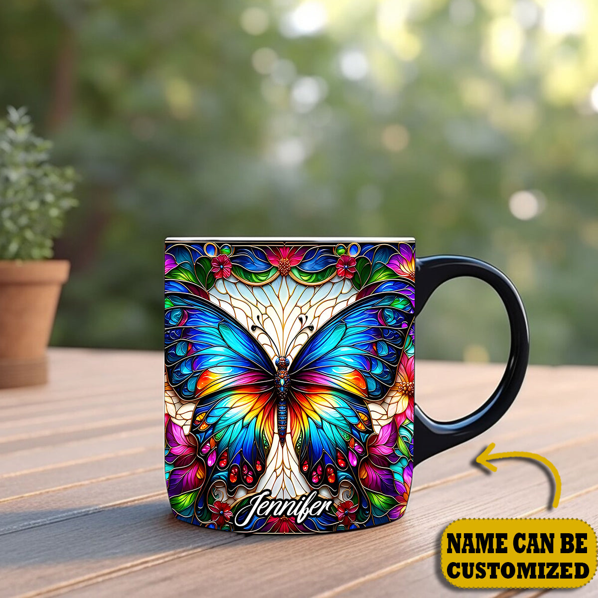 Beautiful Butterfly - Personalized Butterfly Accent Mug