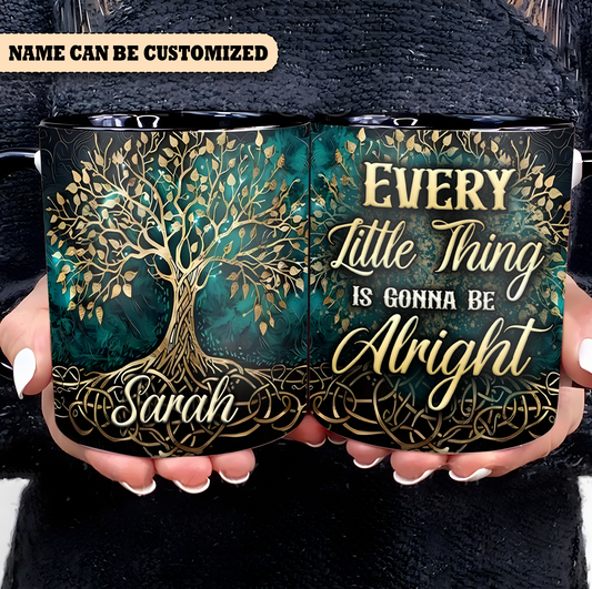 Tree Of Life Every Little Thing Is Gonna Be Alright - Personalized Hippie Accent Mug