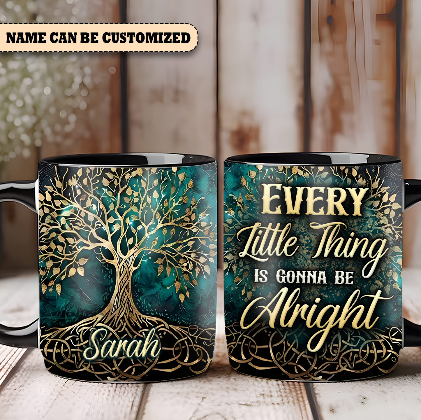 Tree Of Life Every Little Thing Is Gonna Be Alright - Personalized Hippie Accent Mug