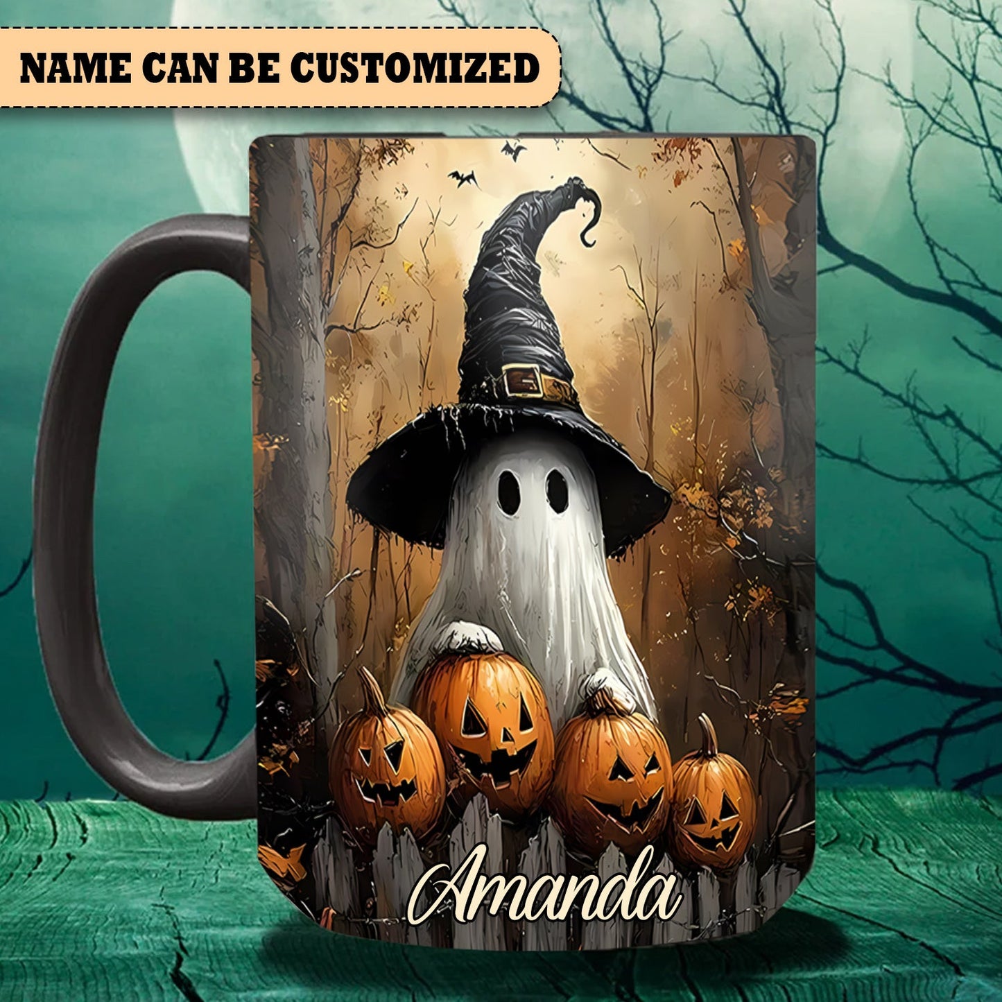 Cute Witch Ghost Pumpkin Halloween Accent Mug