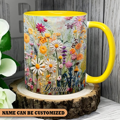 Personalized Beautiful Flowers Accent Mug