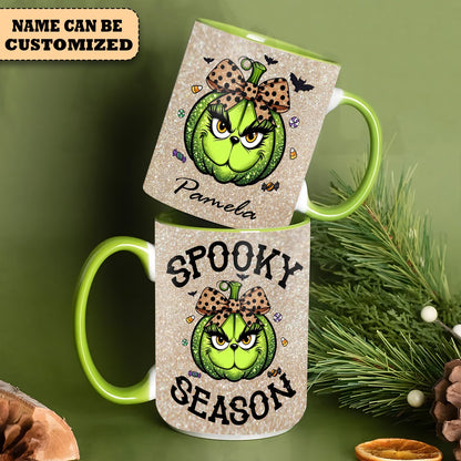 Personalized Grinch Christmas Spooky Season Accent Mug