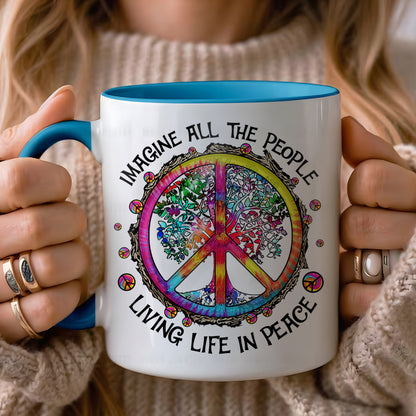 Hippie Tree Imagine All The People - Hippie Accent Mug