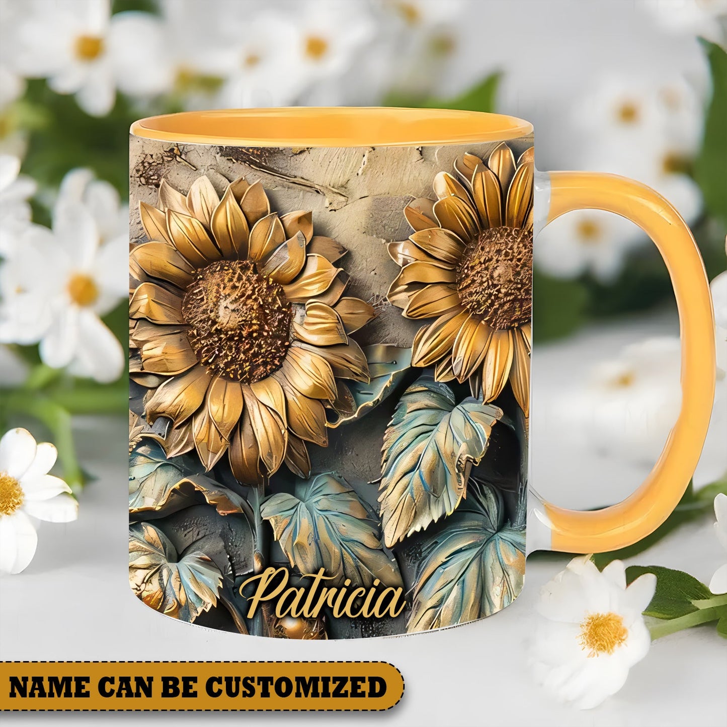 Beautiful Sunflower Vintage Personalized Accent Mug