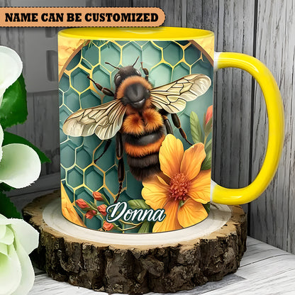 Bee Flowers - Personalized Bee Accent Mug