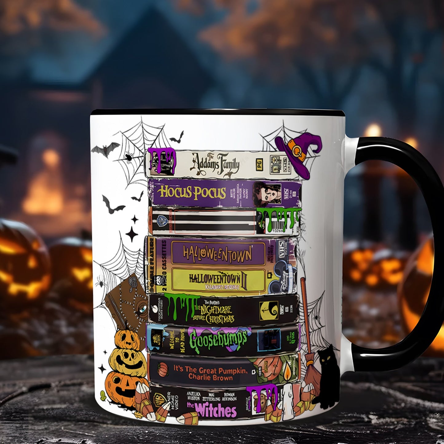 Halloween Movies VHS Tapes Accent Mug