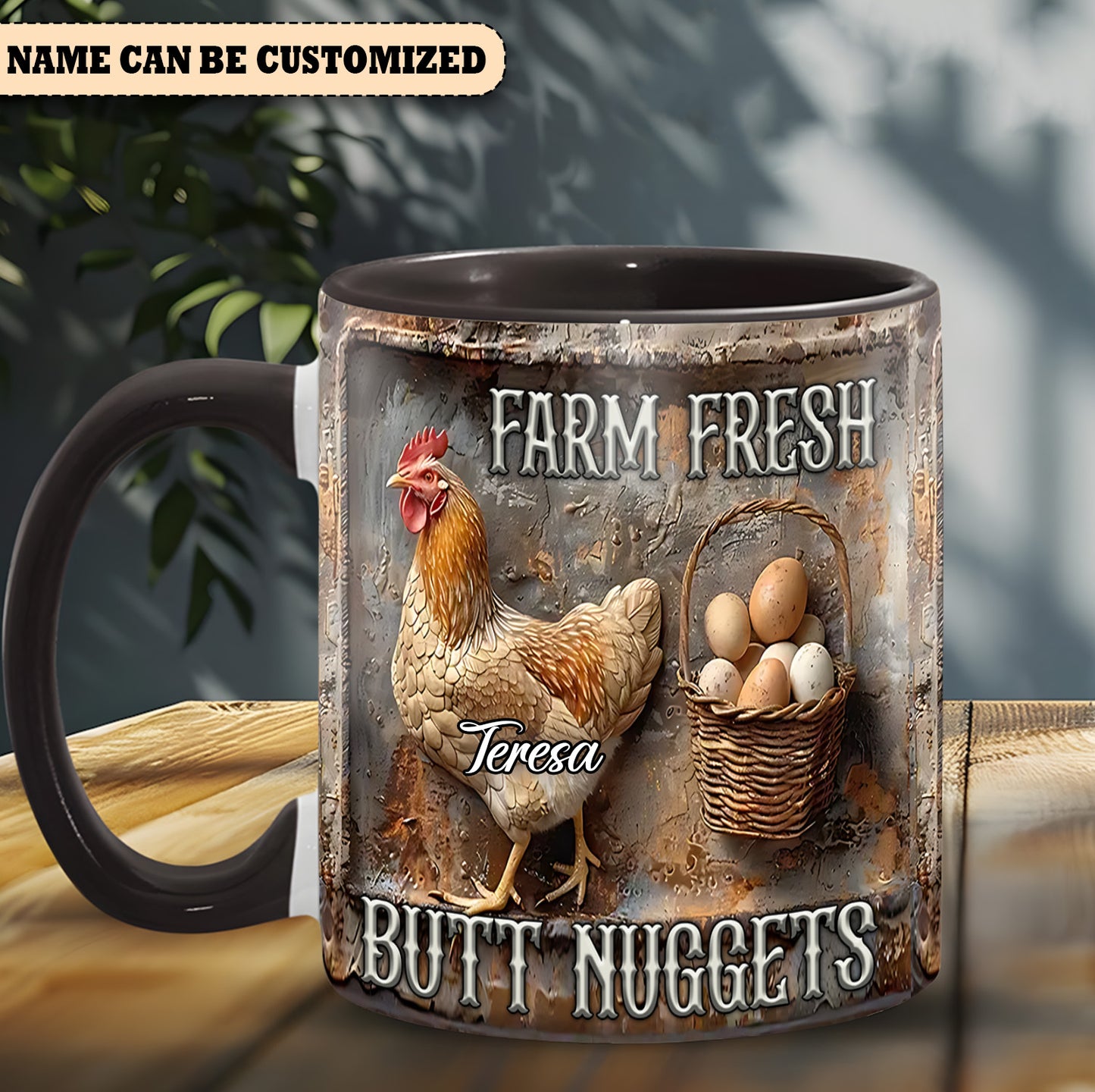 Farm Fresh Butt Nuggets - Personalized Chicken Accent Mug