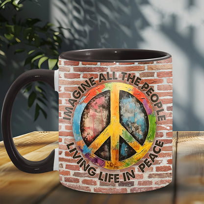 Hippie Symbol Imagine All The People 2 - Hippie Accent Mug