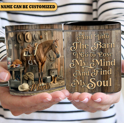 And Into The Barn  - Personalized Horse Accent Mug