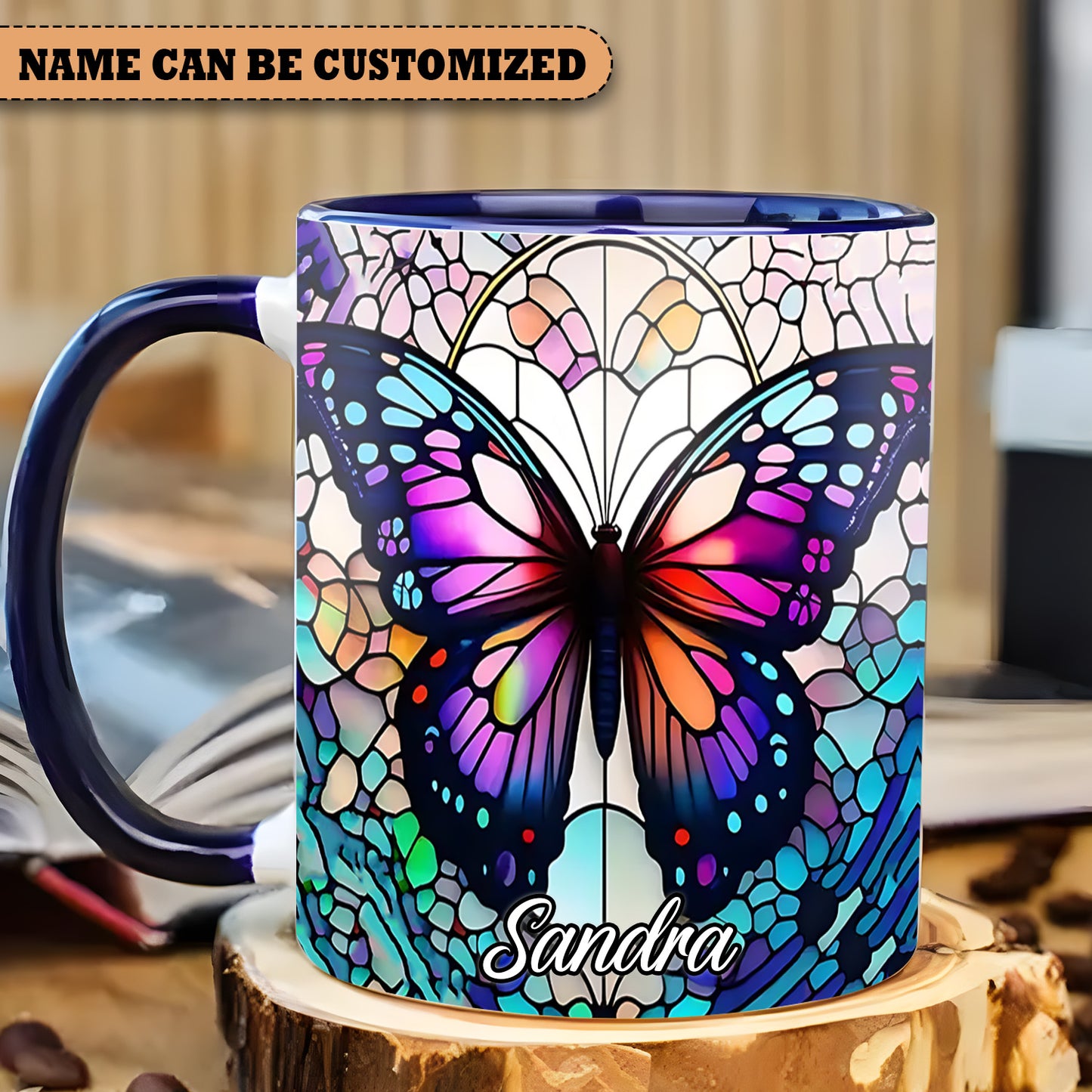 Beautiful  Butterfly - Personalized Butterfly Accent Mug