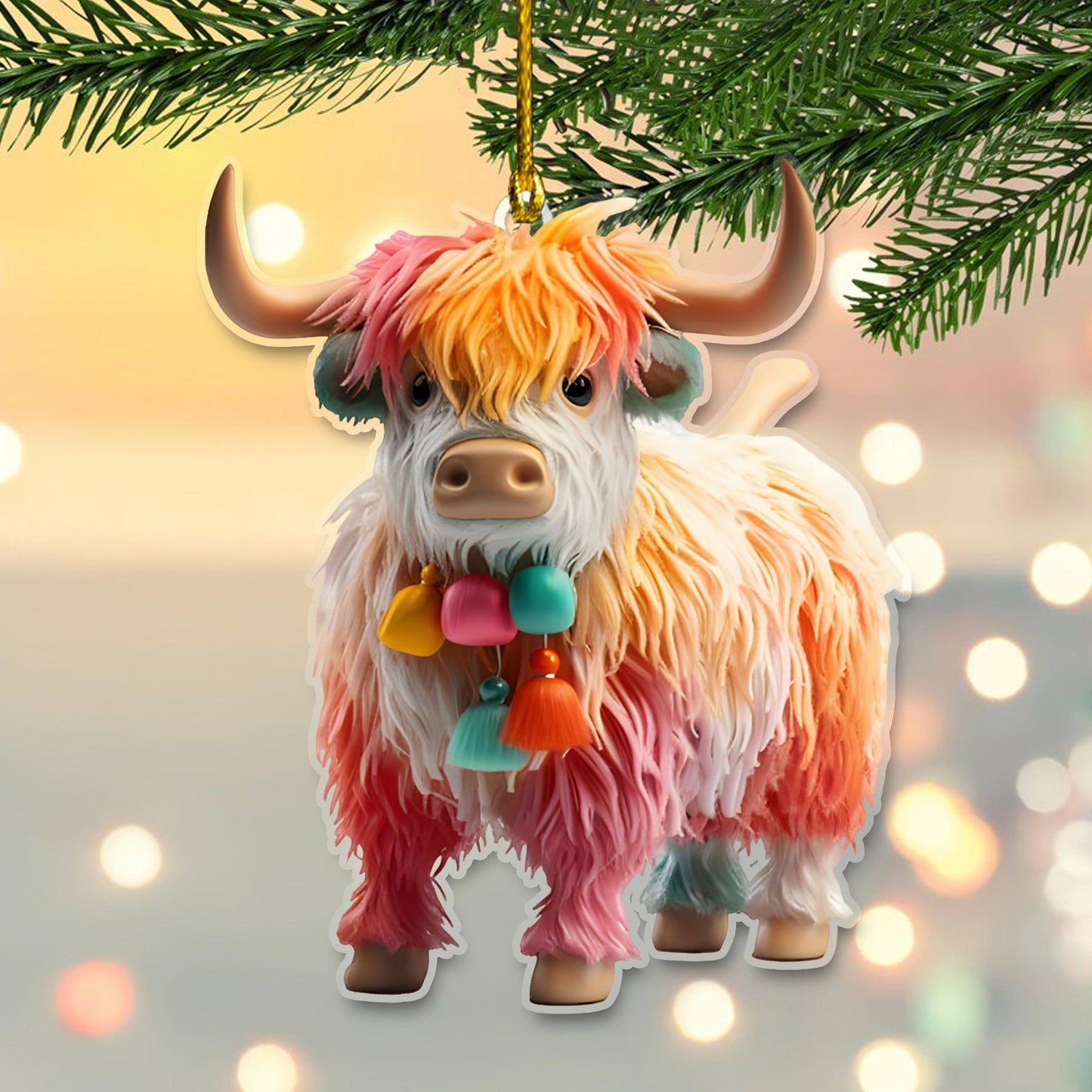 Cow Colorful Acrylic Ornament - Gift For Cow Lover's