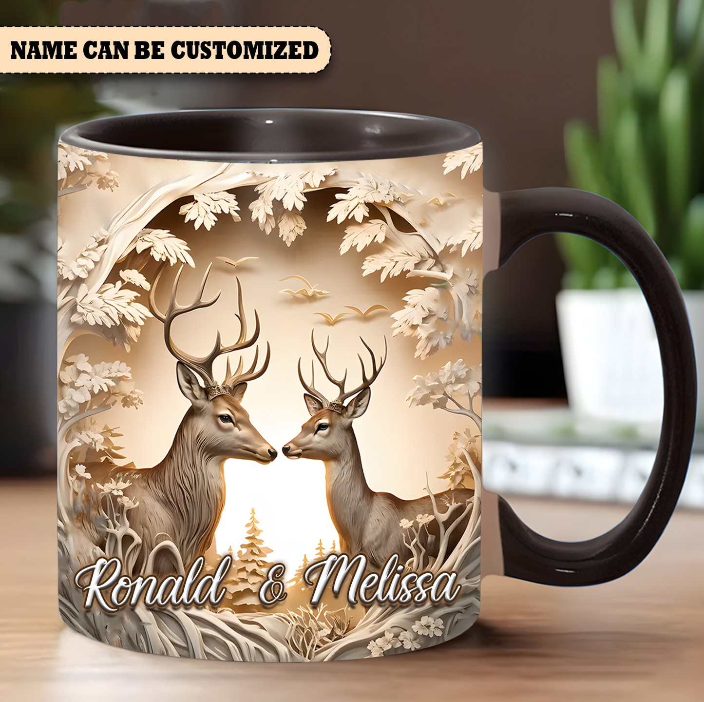 Personalized Deers Love Accent Mug