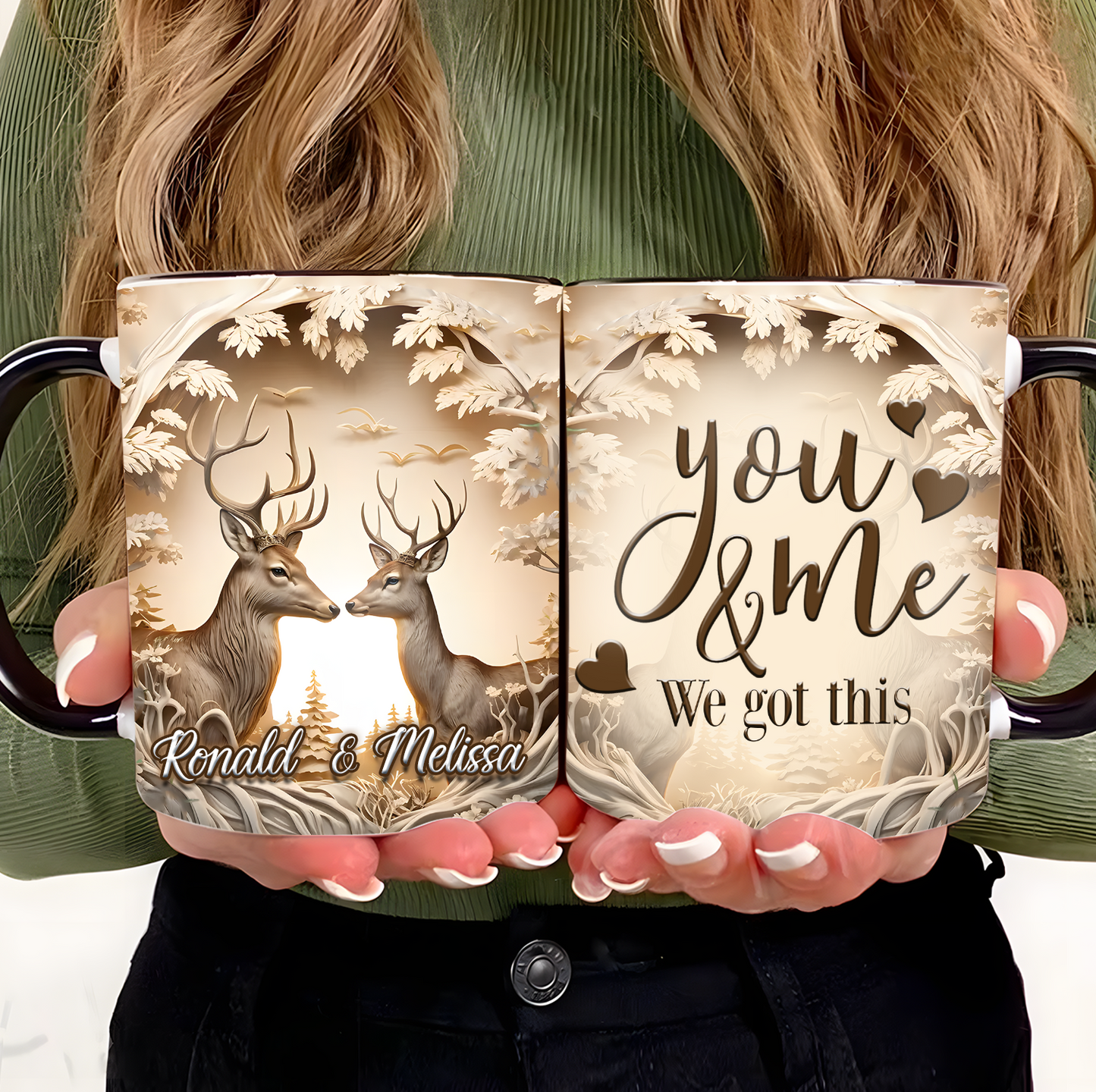 Personalized Deers Love Accent Mug