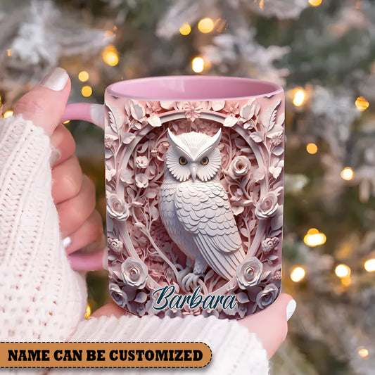 Vintage Beautiful Owl - Personalized Owl Accent Mug