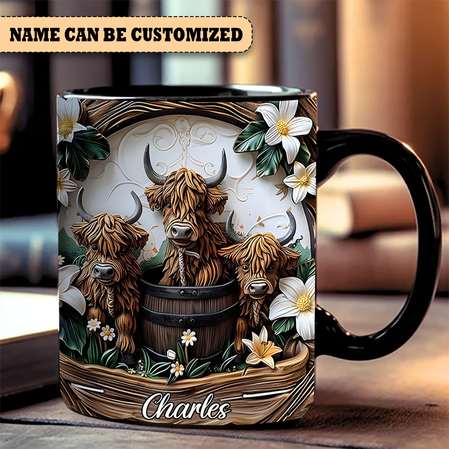 Highland Cow - Personalized Cow Accent Mug