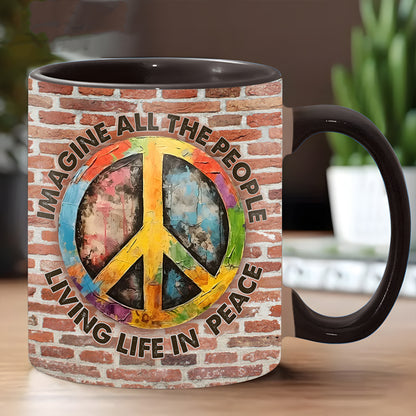 Hippie Symbol Imagine All The People 2 - Hippie Accent Mug