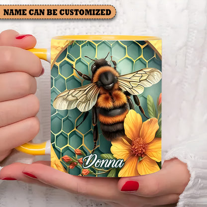 Bee Flowers - Personalized Bee Accent Mug