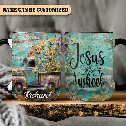 Vintage Truck Jesus Take The Wheel - Personalized Truck Accent Mug