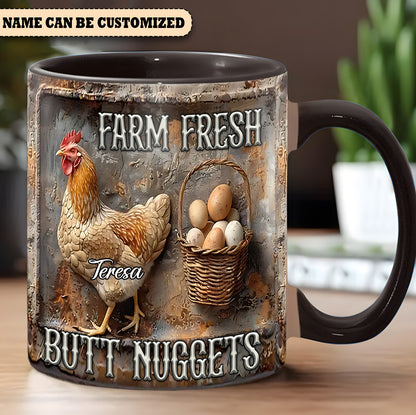 Farm Fresh Butt Nuggets - Personalized Chicken Accent Mug