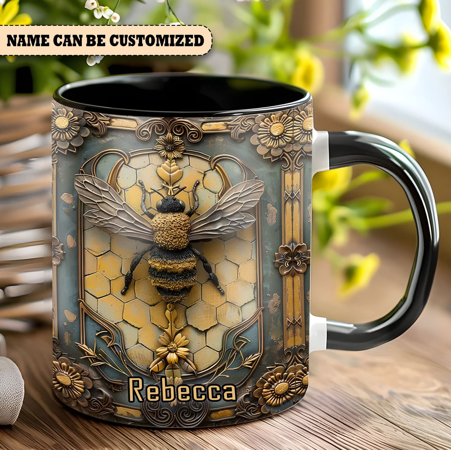 Vintage Bee Personalized Accent Mug