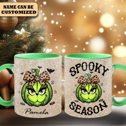 Personalized Grinch Christmas Spooky Season Accent Mug