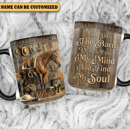 And Into The Barn  - Personalized Horse Accent Mug