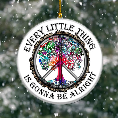 Hippie Peace Every Little Thing Is Gonna Be Alright Christmas Acrylic Ornament