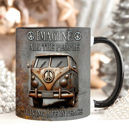 Hippie Bus Imagine All The People - Hippie Accent Mug