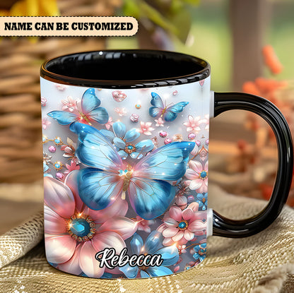 Beautiful Flowers Butterflies - Personalized Accent Mug