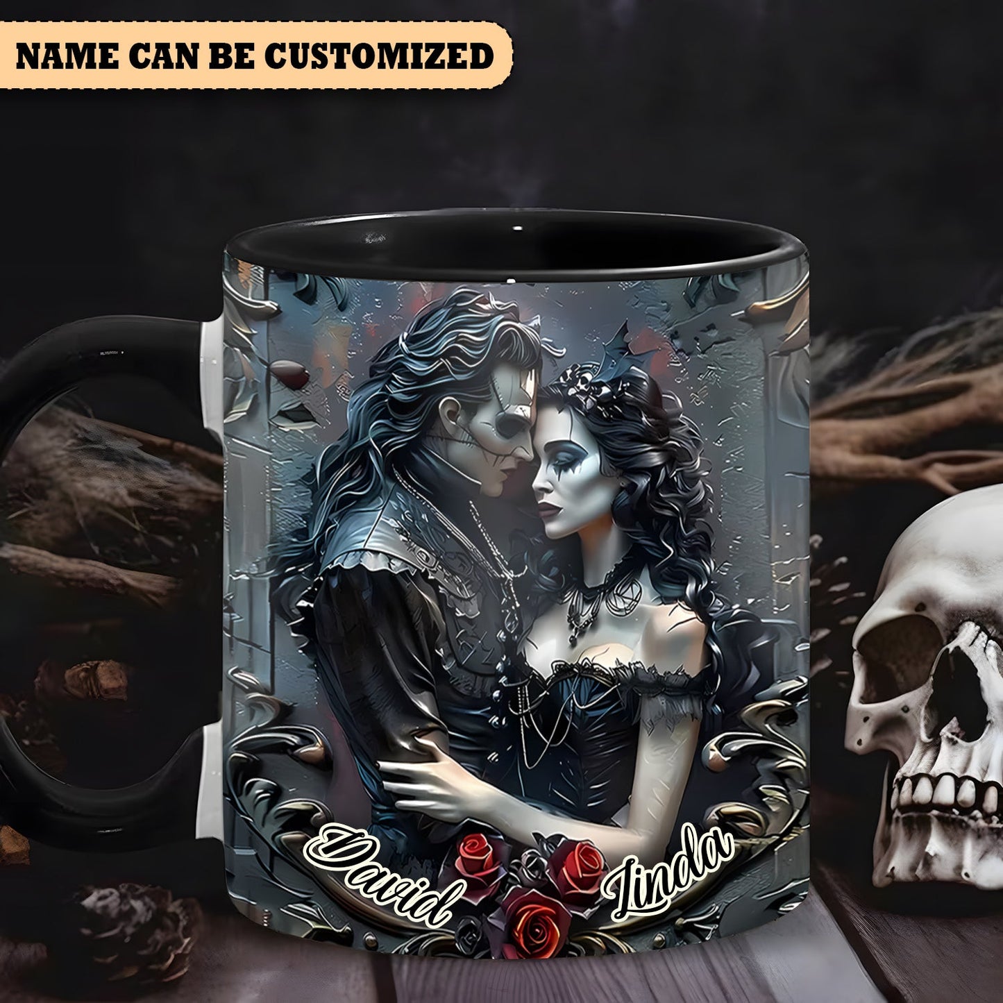 Couple Dark Gothic Personalized Halloween Accent Mug