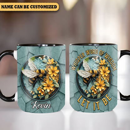 Hippie Bee Flowers  - Personalized Bee Accent Mug