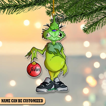 Grinch Funny Custom Name Acrylic Ornament Christmas