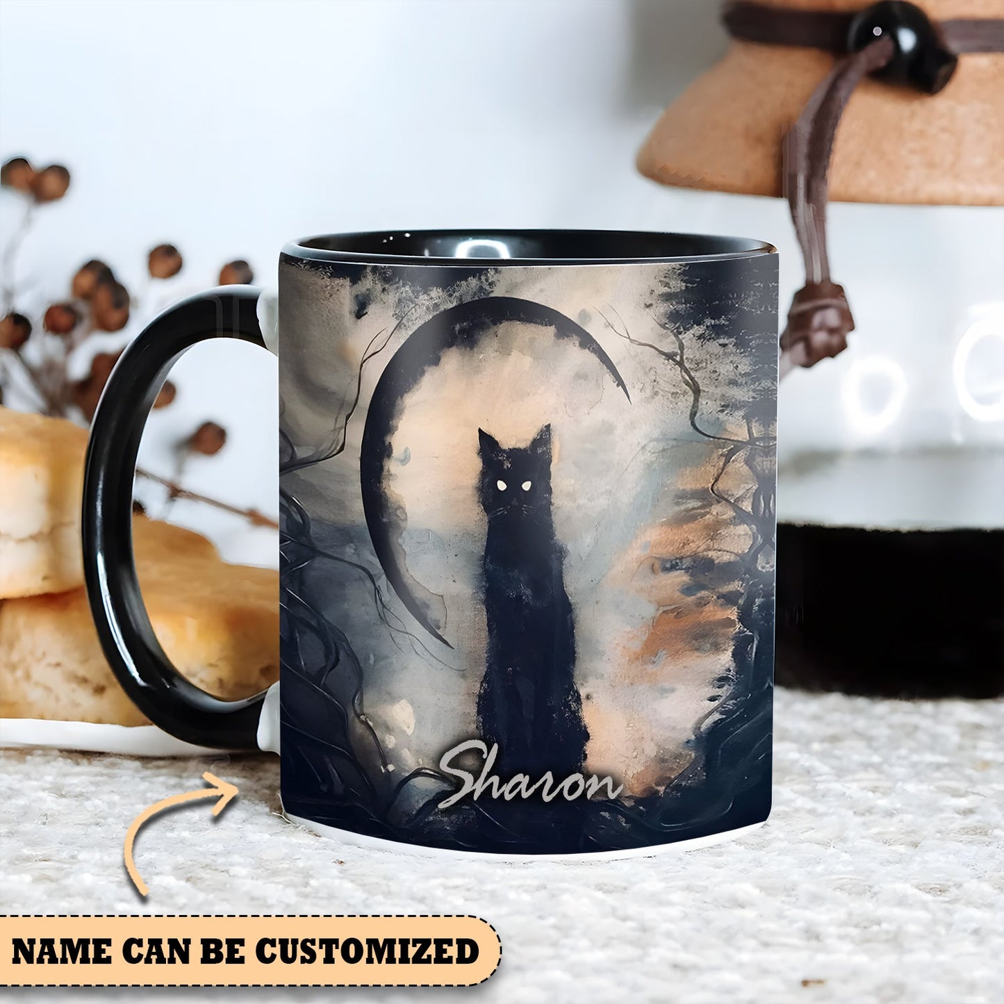 Black Cat Witches Personalized Halloween Accent Mug