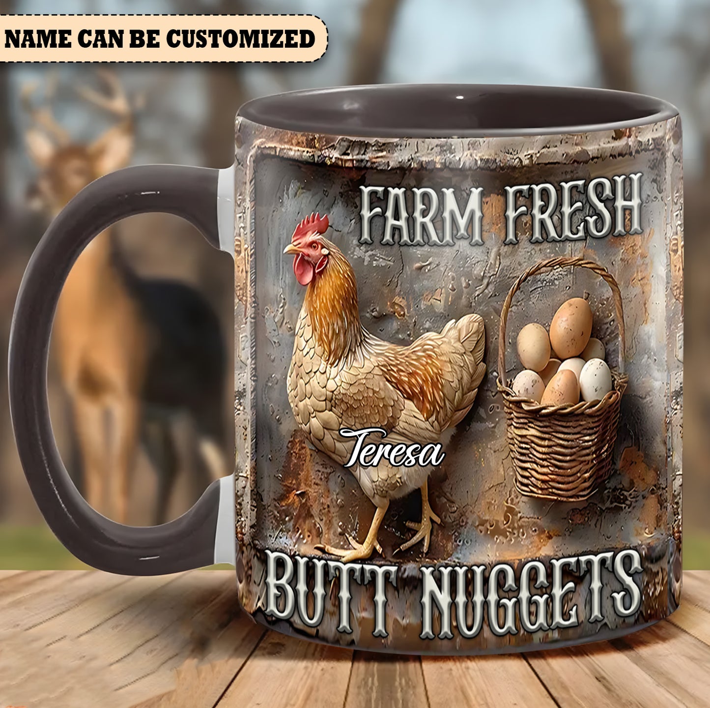 Farm Fresh Butt Nuggets - Personalized Chicken Accent Mug