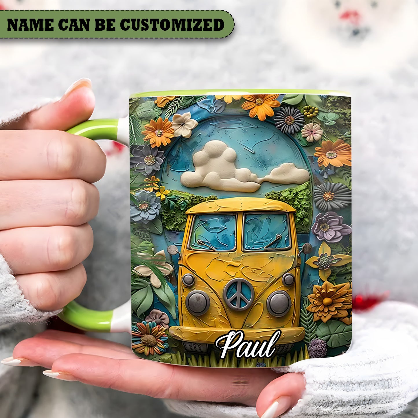 Hippie Bus - Personalized Hippie Accent Mug