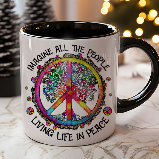 Hippie Tree Imagine All The People - Hippie Accent Mug